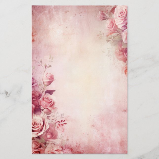 Vintage rosor i rosablush brevpapper (Framsida)