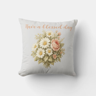 Vintage Rosor & Prästkragar Blommig Bouquet Kudd Kudde