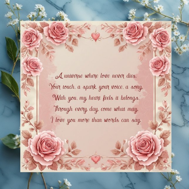 Vintage Rosor Romantiskt Kärlekscitat Själslig Blo (Vintage Roses Romantic Love Quote Soulmate Floral)