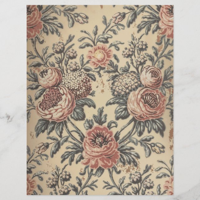Vintage rosor shabby chic scrapbookpapper (Framsida)