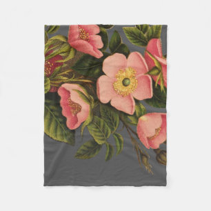 Vintage Rosor Vacker Rosa Botanisk Fleecefilt