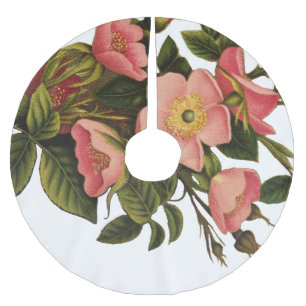 Vintage Rosor Vacker Rosa Botanisk Julgransmatta Borstad Polyester