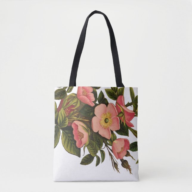 Vintage Rosor Vacker Rosa Botanisk Tygkasse (Framsida)