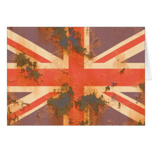 Vintage Rostad Storbritannien Flagga Hälsningskort