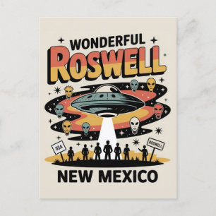 Vintage Roswell New mexico Retro Alien UFO Vykort