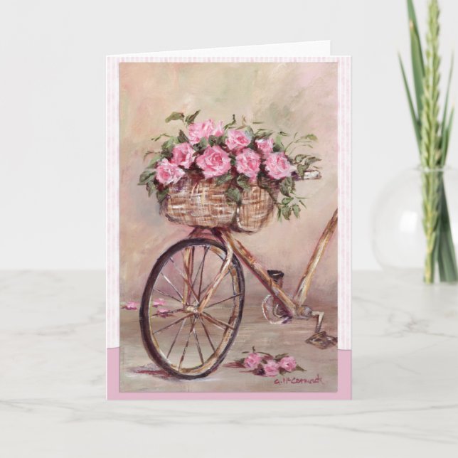 Vintage Rosy Bike Kort (Framsida)