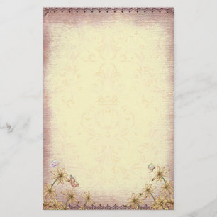 Vintage Rosy Brown Blommigt Bröllop Brevpapper