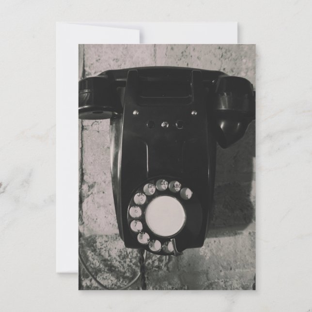 Vintage roterande telefon fotografiskt tryck. inbjudningar (Baksida)