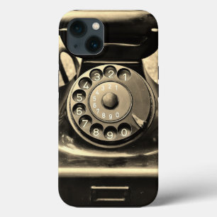Vintage roterande telefon svart och sepia iphone