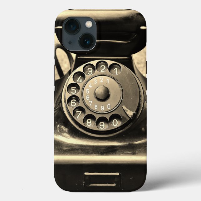 Vintage roterande telefon svart och sepia iphone (Baksida)