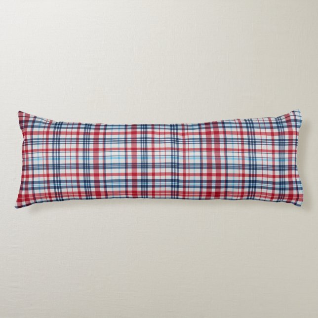 Vintage, rött vitt blått mönster kroppskudde (Framsidan)