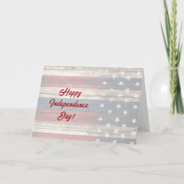 Vintage Rött vitt blått Patriotic Faux Wood Stars Helgkort