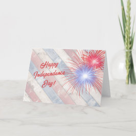 Vintage Rött vitt blått Patriotic Fireworks Helgkort