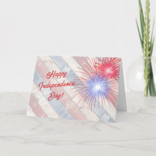 Vintage Rött vitt blått Patriotic Fireworks Helgkort