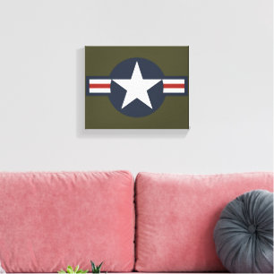 Vintage Rött vitt blått USAAF Insignia Star Pub Canvastryck