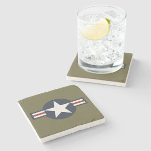 Vintage Rött vitt blått USAAF Insignia Star Pub Stenunderlägg
