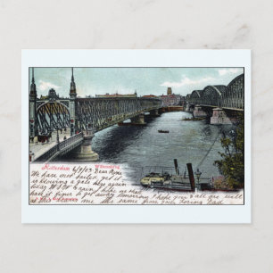 Vintage Rotterdam Nederländerna Willems Bridge Vykort