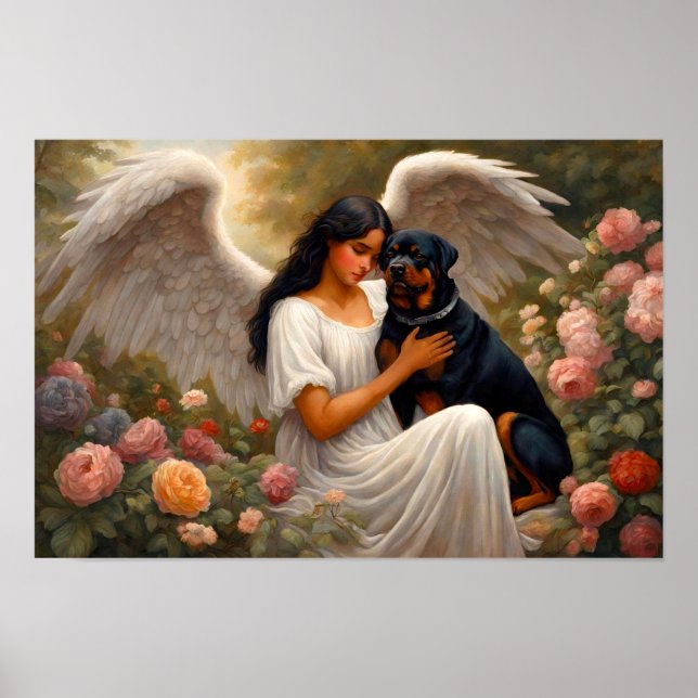 Vintage Rottweiler Angel Hund Art Poster (Framsidan)