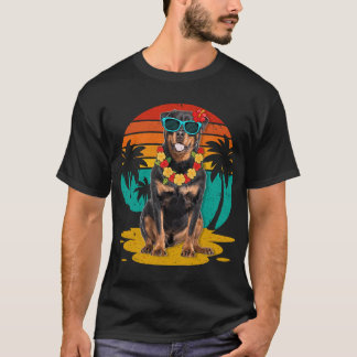 Vintage Rottweiler Hund Wearing Sunglasses Hawaii T Shirt