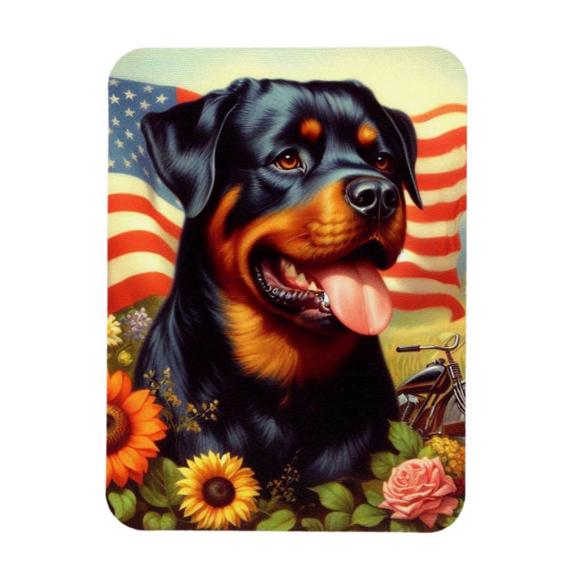 Vintage Rottweiler-målning Magnet (Vertikal)