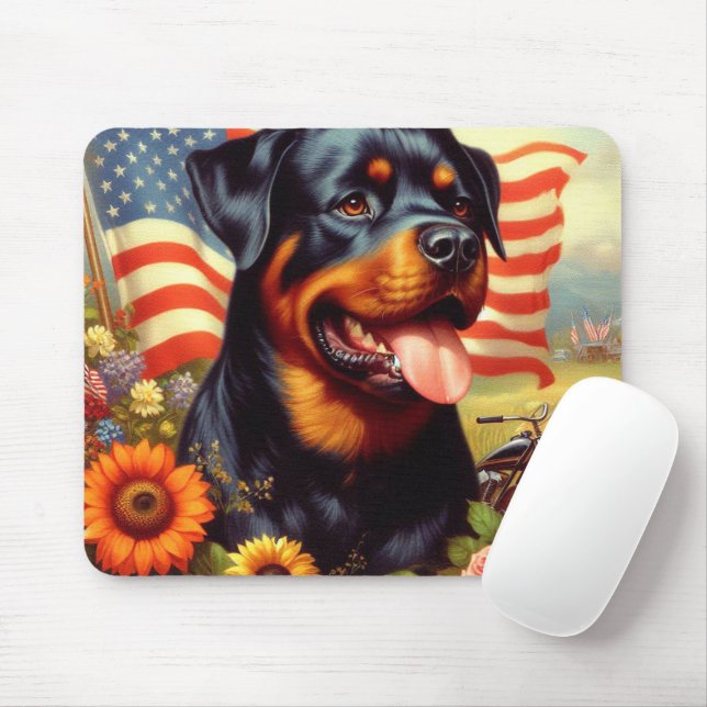 Vintage Rottweiler-målning Musmatta (Med mus)