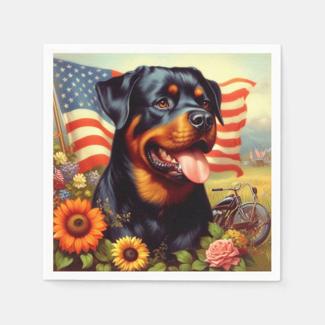 Vintage Rottweiler-målning Pappersservett (Framsidan)