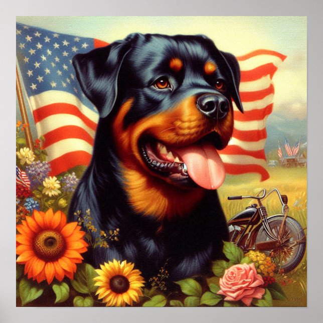 Vintage Rottweiler-målning Poster (Framsidan)