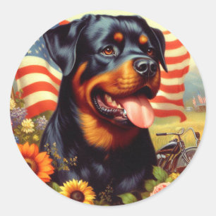 Vintage Rottweiler-målning Runt Klistermärke