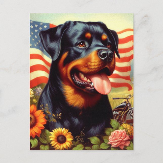Vintage Rottweiler-målning Vykort (Framsida)
