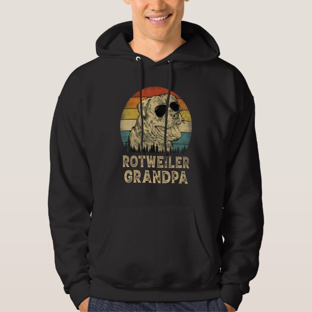 Vintage Rotweiler Grandpa Dog  Father s Day Hoodie (Framsida)