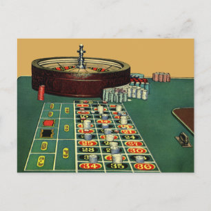 Vintage Roulette Bord Casino Game, Gambling Chip Vykort