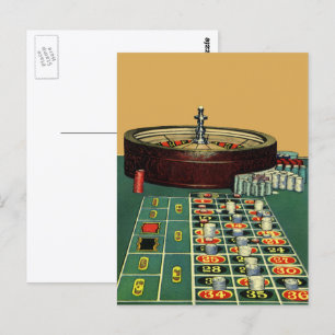Vintage Roulette Bord Casino Game, Gambling Chip Vykort