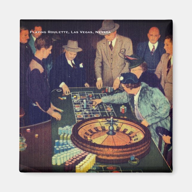 Vintage Roulette Scene, Las Vegas, Nevada Magnet (Framsidan)