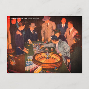 Vintage Roulette Scene, Las Vegas, Nevada Vykort
