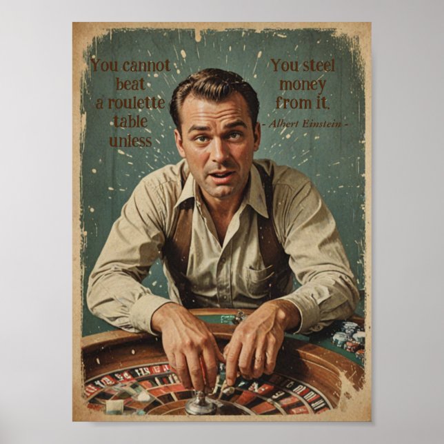 Vintage roulette-spelare Poster med citat (Framsidan)