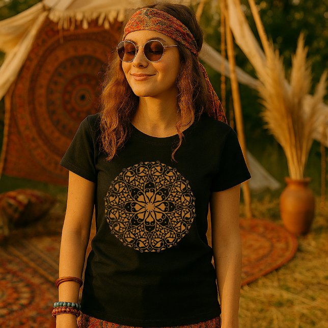 Vintage Round Bohemian Stil Ornament T Shirt (Skapare uppladdad)