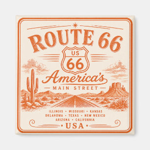 Vintage Route 66 Amerikansk Road Trip Magnet