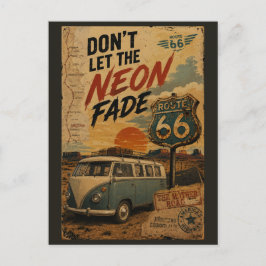 Vintage Route 66 Arizona Husbil Neon Vägsida Vykort