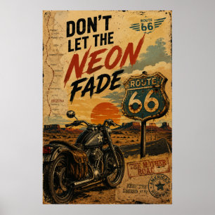 Vintage Route 66 Arizona Motorcykeltur Poster