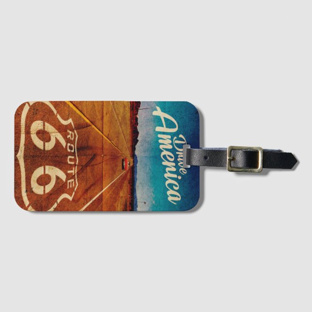 Vintage Route 66 Bagagetag Bagagebricka (Framsida horisontal)