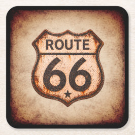Vintage Route 66 Distressed Shield Barvaror Underlägg Papper Kvadrat