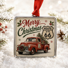 Vintage Route 66 Lastbil Jul Souvenir Julgransprydnad Metall