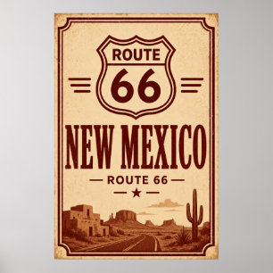 Vintage Route 66 New Mexico Road Trip Art Poster