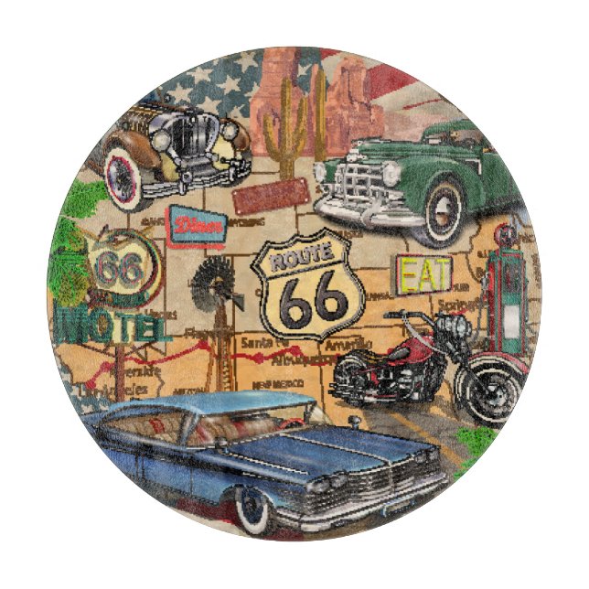 Vintage Route 66, nostalgisk poster. (Framsidan)