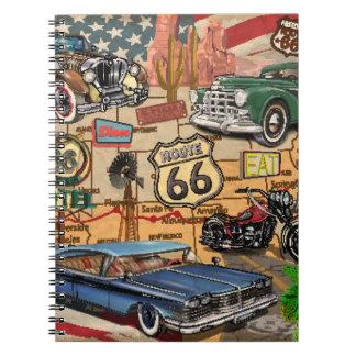 Vintage Route 66, nostalgisk poster. Anteckningsbok