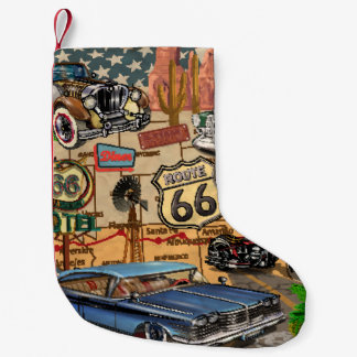 Vintage Route 66, nostalgisk poster. Liten Julstrumpa