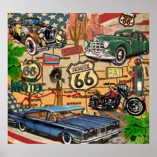 Vintage Route 66, nostalgisk poster. Poster