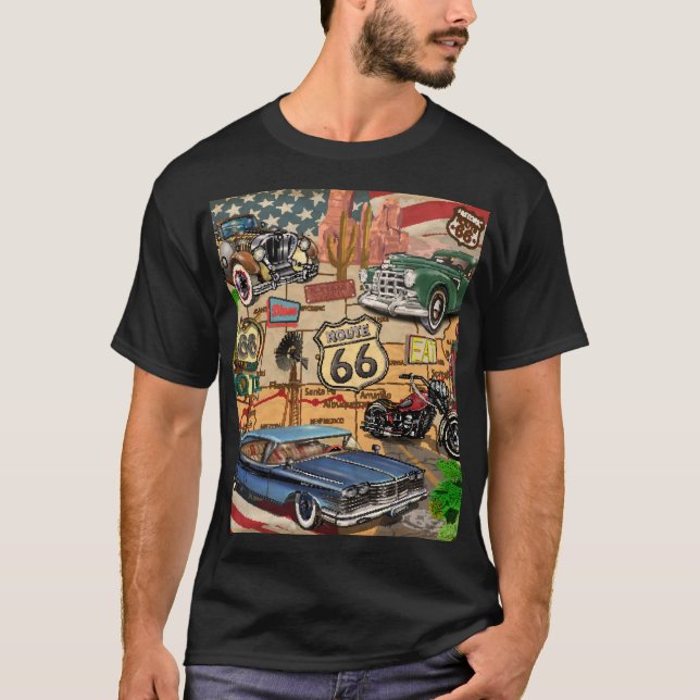 Vintage Route 66, nostalgisk poster. T Shirt (Framsida)