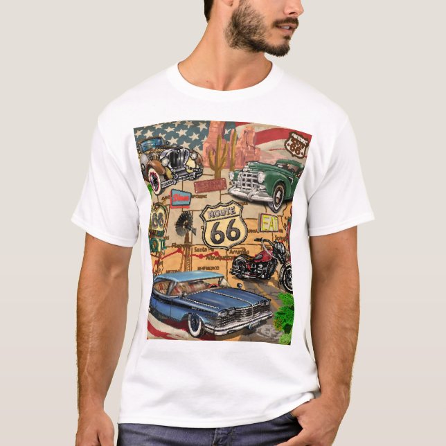 Vintage Route 66, nostalgisk poster. T Shirt (Framsida)
