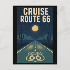 Vintage Route 66 Ökenhighway Midnattskruise Vykort